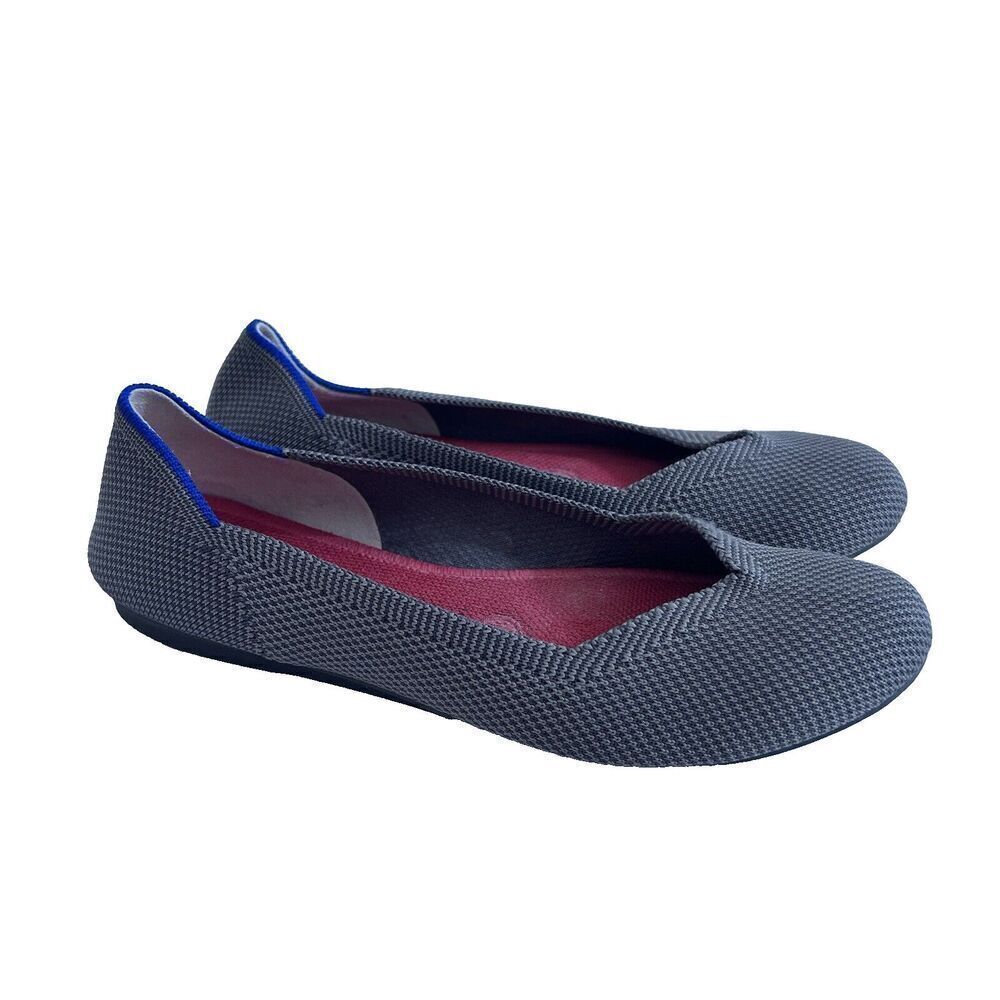 Rothyβs Round Toe Flats Pebble Grey Slip On Shoes 6.5 Womenβs Casual Comfort